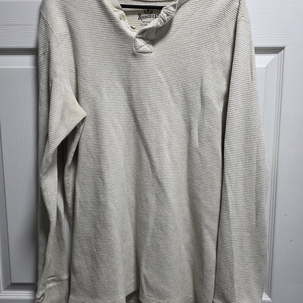 Men's Long Sleeve Waffle Henley Shirt - Cream